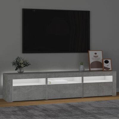 vidaXL TV Stand with LED Lights Concrete Gray 70.9"x13.8"x15.7"