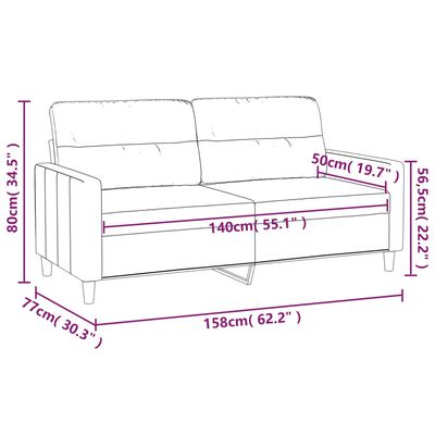 vidaXL 2-Seater Sofa Light Gray 55.1" Fabric