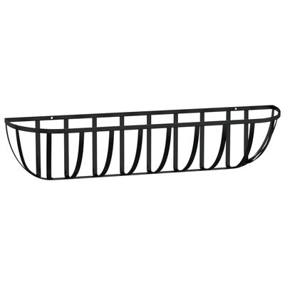 vidaXL Wall Troughs 2 pcs with Coco Liners Black 35.8"x7.9"x9.1" Steel