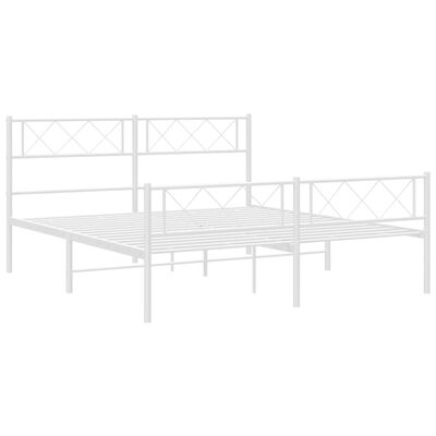 vidaXL Metal Bed Frame without Mattress with Footboard White 53.1"x74.8"