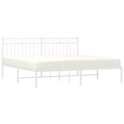 vidaXL Metal Bed Frame without Mattress with Headboard White 72"x83.9"