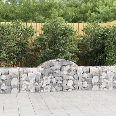 vidaXL Arched Gabion Baskets 2 pcs 78.7"x11.8"x23.6"/31.5" Galvanized Iron