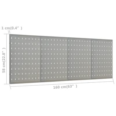 vidaXL Wall-mounted Peg Boards 4 pcs 15.7"x22.8" Steel