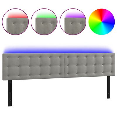 vidaXL LED Headboard Light Gray 63"x2"x30.7"/34.6" Velvet