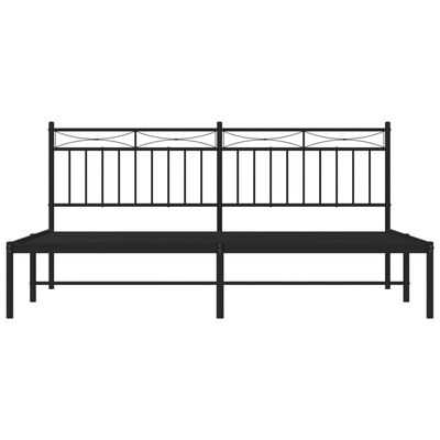 vidaXL Metal Bed Frame without Mattress with Headboard Black 72"x83.9"