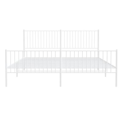 vidaXL Metal Bed Frame without Mattress with Footboard White 76"x79.9"