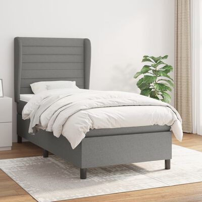 vidaXL Box Spring Bed with Mattress Dark Gray Twin XL Fabric