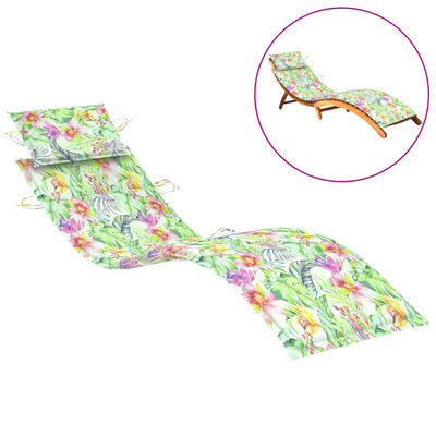 vidaXL Sun Lounger Cushion Leaf Pattern 73.2"x22.8"x1.2" Oxford Fabric