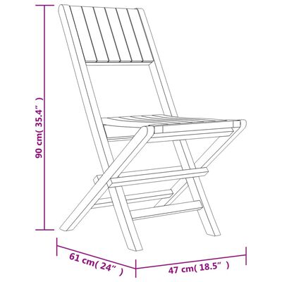 vidaXL Folding Patio Chairs 6 pcs 18.5"x24"x35.4" Solid Wood Teak