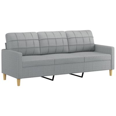 vidaXL 3-Seater Sofa with Throw Pillows Light Gray 70.9" Fabric