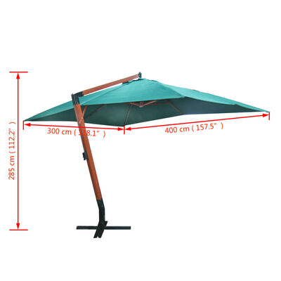 vidaXL Floating Garden Parasol Melia 118.1"x157.5" Green