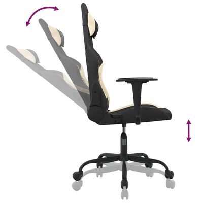 vidaXL Gaming Chair with Footrest Black and Cream Fabric