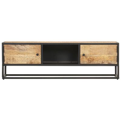 vidaXL TV Stand with Carved Door 51.2"x11.8"x15.7" Rough Mango Wood