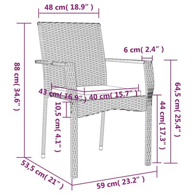 vidaXL 9 Piece Patio Dining Set with Cushions Black and Gray Poly Rattan