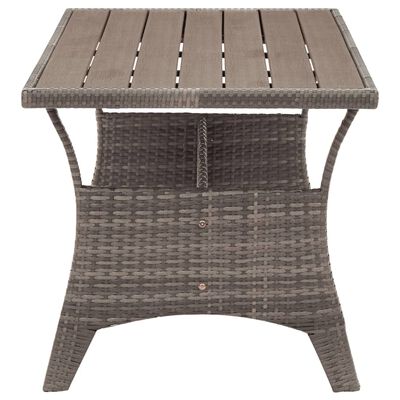 vidaXL Patio Table Gray 47.2"x27.6"x26" Poly Rattan