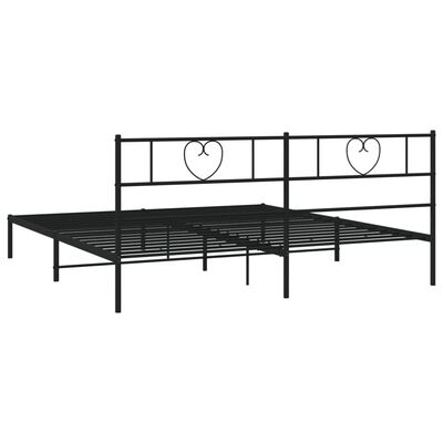 vidaXL Metal Bed Frame without Mattress with Headboard Black 72"x83.9"