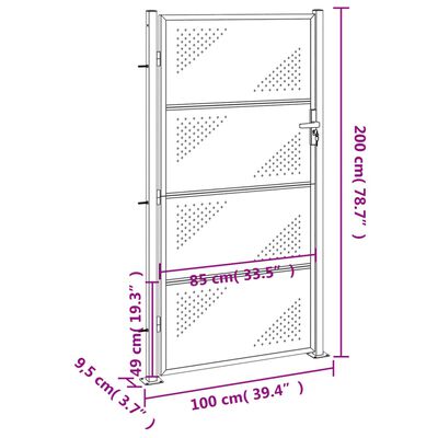 vidaXL Garden Gate 39.4"x78.7" Stainless Steel