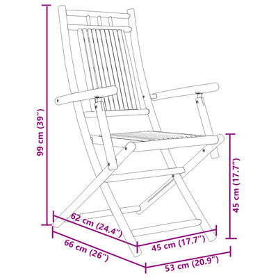 vidaXL Folding Patio Chairs 2 pcs 20.9"x26"x39" Bamboo