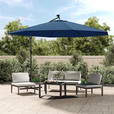 vidaXL Cantilever Umbrella with LED Lights Azure Blue 137.8"