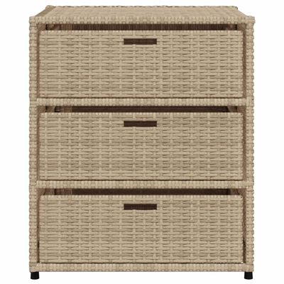 vidaXL Patio Storage Cabinet Beige 21.7"x23.2"x27.2" Poly Rattan