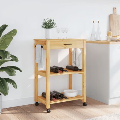 vidaXL Kitchen Trolley MONZA 23.6"x15.7"x35.4" Solid Wood Pine