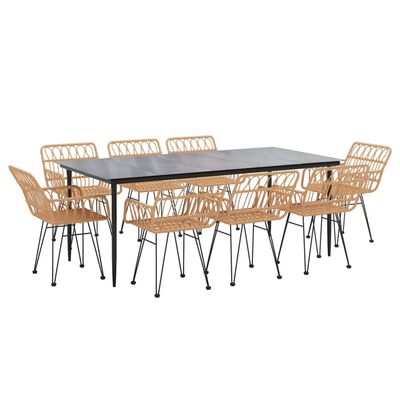 vidaXL 9 Piece Patio Dining Set Poly Rattan