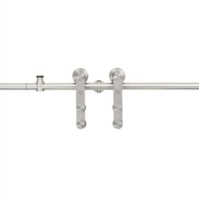 vidaXL Sliding Door Hardware Kit 72" Stainless Steel Silver