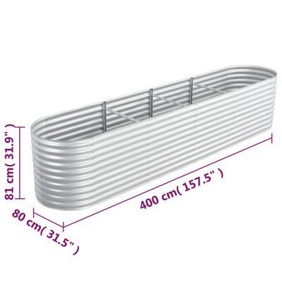 vidaXL Garden Raised Bed 157.5"x31.5"x31.9" Galvanized Steel Silver