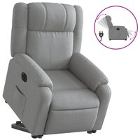 vidaXL Electric Stand up Recliner Chair Light Gray Fabric