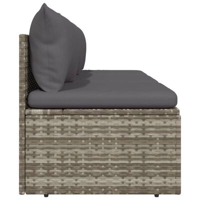 vidaXL 3-Seater Patio Sofa with Cushions Gray Poly Rattan