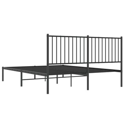 vidaXL Metal Bed Frame with Headboard Black 59.8"x78.7"