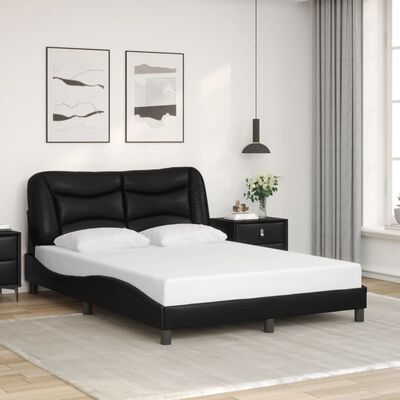 vidaXL Bed Frame without Mattress Black 53.9"x74.8" Faux Leather