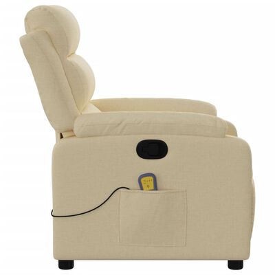 vidaXL Massage Recliner Chair Cream Fabric