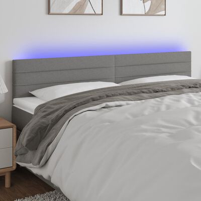 vidaXL LED Headboard Dark Gray 78.7"x2"x30.7"/34.6" Fabric