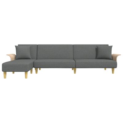 vidaXL L-shaped Sofa Bed Dark Gray 109.8"x55.1"x27.6" Fabric