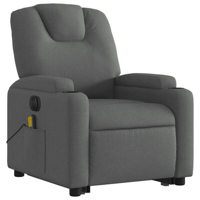 vidaXL Electric Stand up Massage Recliner Chair Dark Gray Fabric