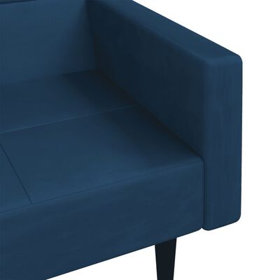 vidaXL 2-Seater Sofa Bed with Two Pillows Blue Velvet