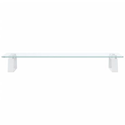 vidaXL Monitor Stand White 23.6"x7.9"x3.1" Tempered Glass and Metal