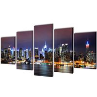 Canvas Wall Print Set Colorful New York Skyline 79" x 39"