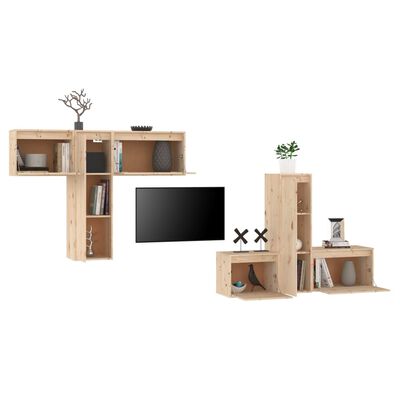 vidaXL TV Stands 6 Pcs Solid Wood Pine