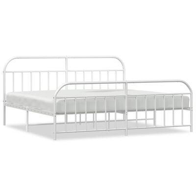 vidaXL Metal Bed Frame without Mattress with Footboard White 76"x79.9"