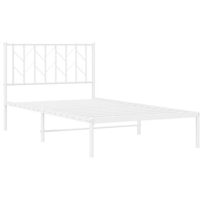 vidaXL Metal Bed Frame without Mattress with Headboard White 39.4"x78.7"