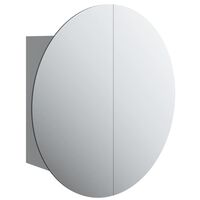 vidaXL Bathroom Cabinet with Round Mirror&LED Gray 15.7"x15.7"x6.9"