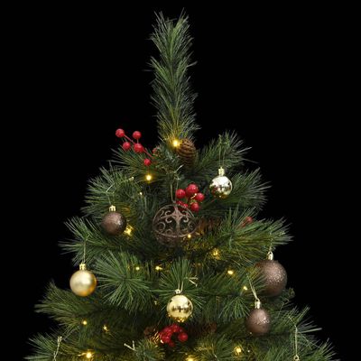 vidaXL Artificial Hinged Christmas Tree 150 LEDs & Ball Set 47.2"