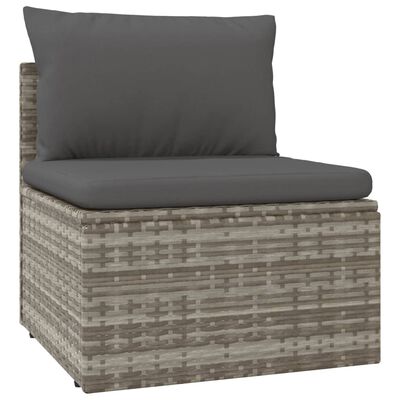 vidaXL 14 Piece Patio Lounge Set with Cushions Gray Poly Rattan