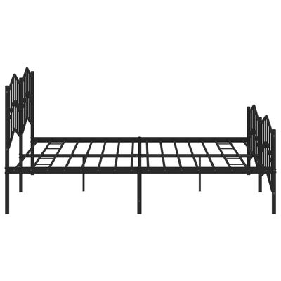 vidaXL Metal Bed Frame without Mattress with Footboard Black 76"x79.9"