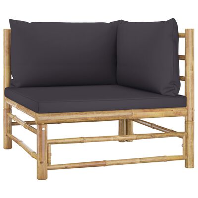 vidaXL 7 Piece Patio Lounge Set with Dark Gray Cushions Bamboo