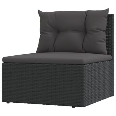 vidaXL 6 Piece Patio Lounge Set with Cushions Black Poly Rattan