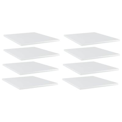 vidaXL Bookshelf Boards 8 pcs High Gloss White 15.7"x19.7"x0.6" Engineered Wood