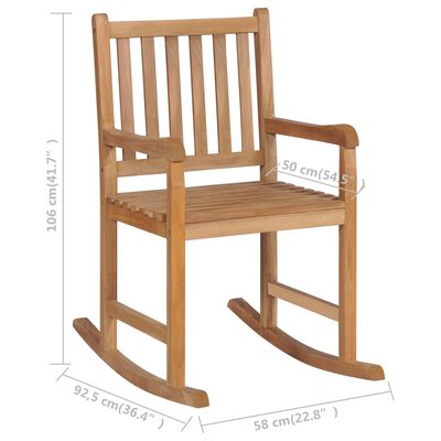 vidaXL Rocking Chair with Anthracite Cushion Solid Teak Wood